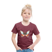 Lade das Bild in den Galerie-Viewer, Kinder T-Shirt mit Schmetterling - Bordeauxrot meliert
