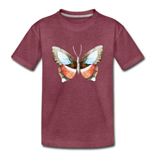 Lade das Bild in den Galerie-Viewer, Kinder T-Shirt mit Schmetterling - Bordeauxrot meliert

