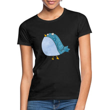Lade das Bild in den Galerie-Viewer, Frauen T-Shirt mit süßem Vogel - Schwarz
