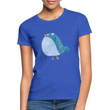 Lade das Bild in den Galerie-Viewer, Frauen T-Shirt mit süßem Vogel - Royalblau
