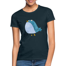 Lade das Bild in den Galerie-Viewer, Frauen T-Shirt mit süßem Vogel - Navy
