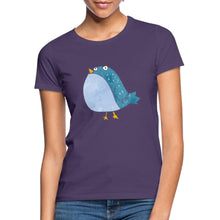 Lade das Bild in den Galerie-Viewer, Frauen T-Shirt mit süßem Vogel - Dunkellila
