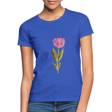 Lade das Bild in den Galerie-Viewer, Frauen T-Shirt - Blume - Royalblau
