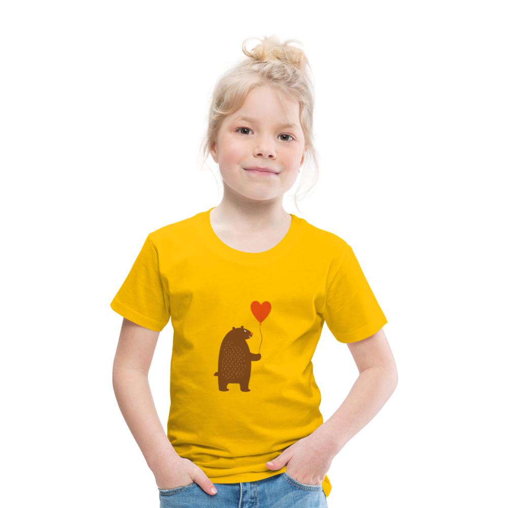 Kinder T-Shirt - Bär mit Herz Ballon - Sonnengelb