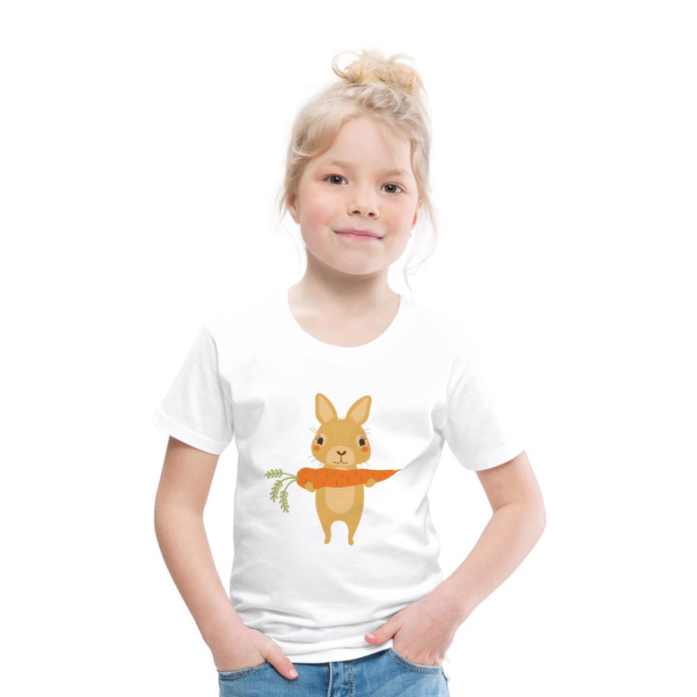 Kinder T-Shirt - Hase mit Möhre - Weiß