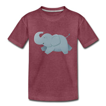 Lade das Bild in den Galerie-Viewer, Kinder T-Shirt - glücklicher Elefant - Bordeauxrot meliert

