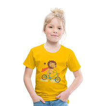 Lade das Bild in den Galerie-Viewer, Kinder T-Shirt - Löwe auf dem Fahrrad - Sonnengelb
