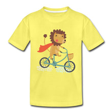 Lade das Bild in den Galerie-Viewer, Kinder T-Shirt - Löwe auf dem Fahrrad - Gelb
