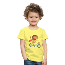 Lade das Bild in den Galerie-Viewer, Kinder T-Shirt - Löwe auf dem Fahrrad - Gelb
