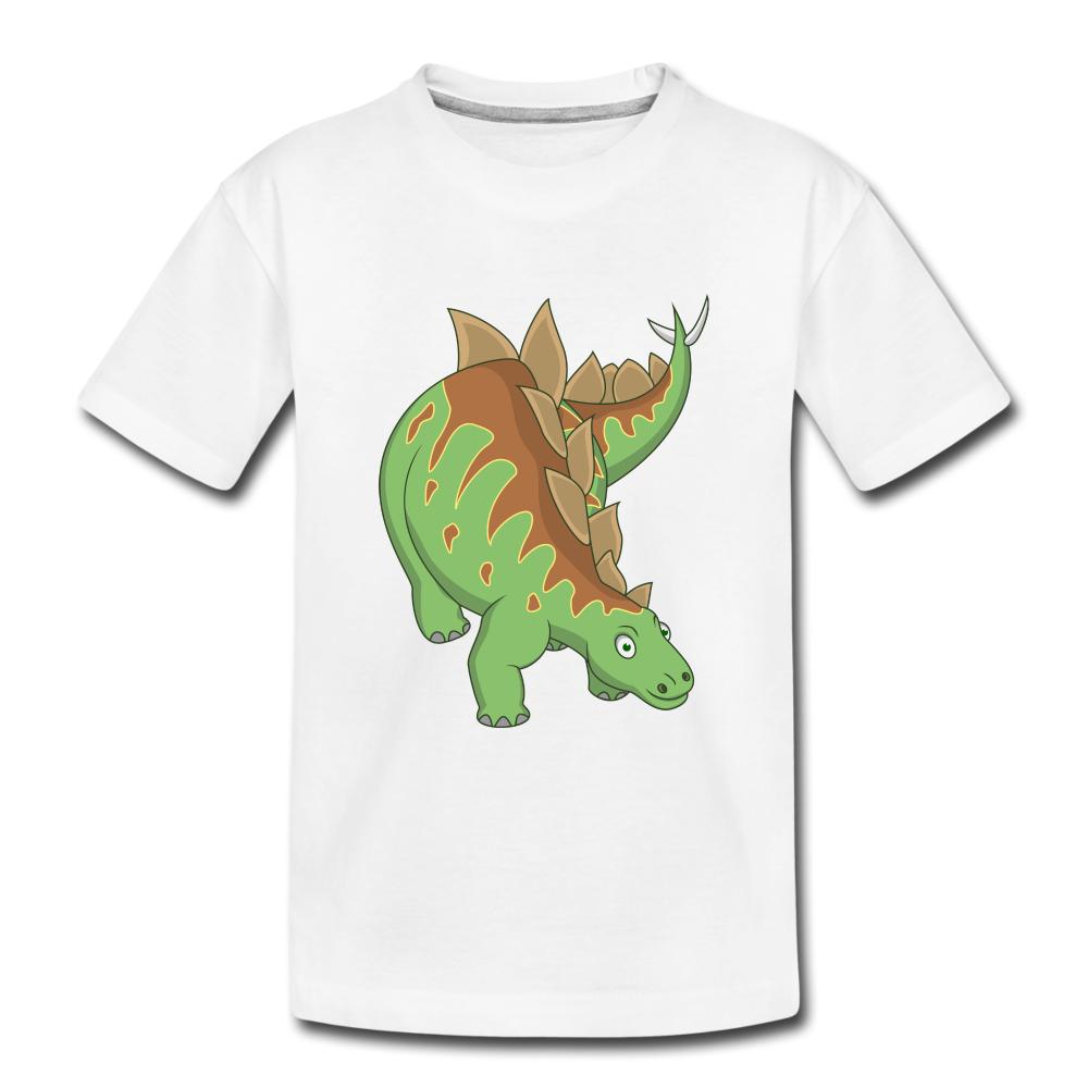 Kinder T-Shirt - Dinosaurier Stegosaurus - Weiß
