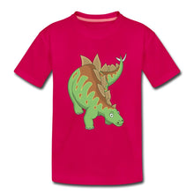 Lade das Bild in den Galerie-Viewer, Kinder T-Shirt - Dinosaurier Stegosaurus - dunkles Pink
