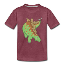 Lade das Bild in den Galerie-Viewer, Kinder T-Shirt - Dinosaurier Stegosaurus - Bordeauxrot meliert
