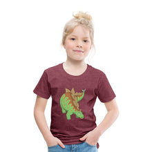 Lade das Bild in den Galerie-Viewer, Kinder T-Shirt - Dinosaurier Stegosaurus - Bordeauxrot meliert
