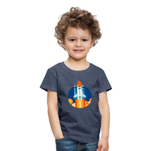 Lade das Bild in den Galerie-Viewer, Kinder T-Shirt - Space Shuttle startet - Blau meliert
