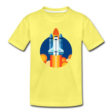Lade das Bild in den Galerie-Viewer, Kinder T-Shirt - Space Shuttle startet - Gelb

