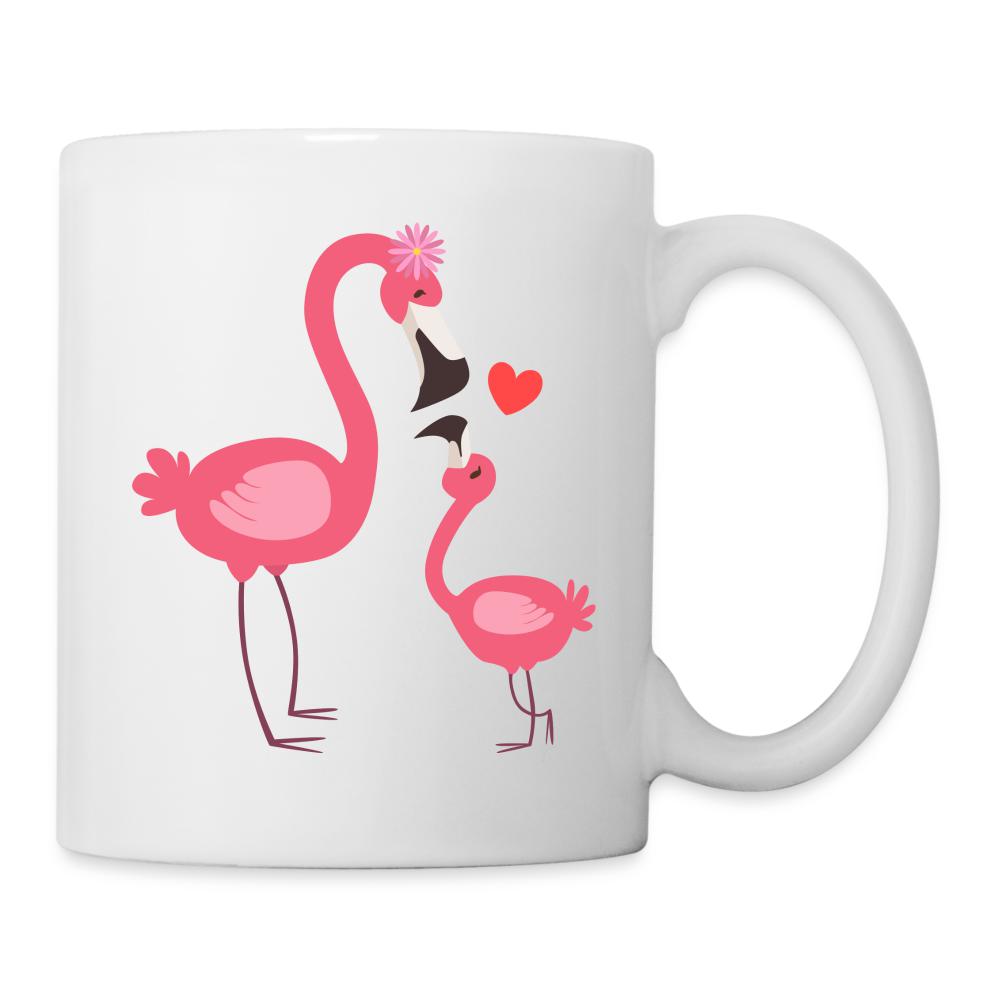 Tasse mit Flamingo Mama und Kind - white
