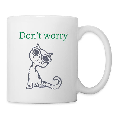 Tasse mit Katze - Don't worry - white
