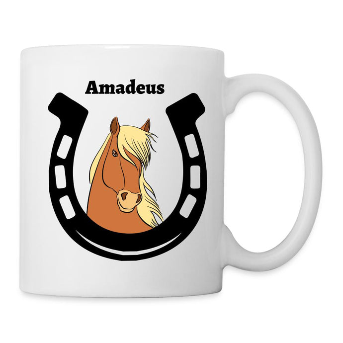 Tasse mit Pferd - personalisiert mit Namen - white