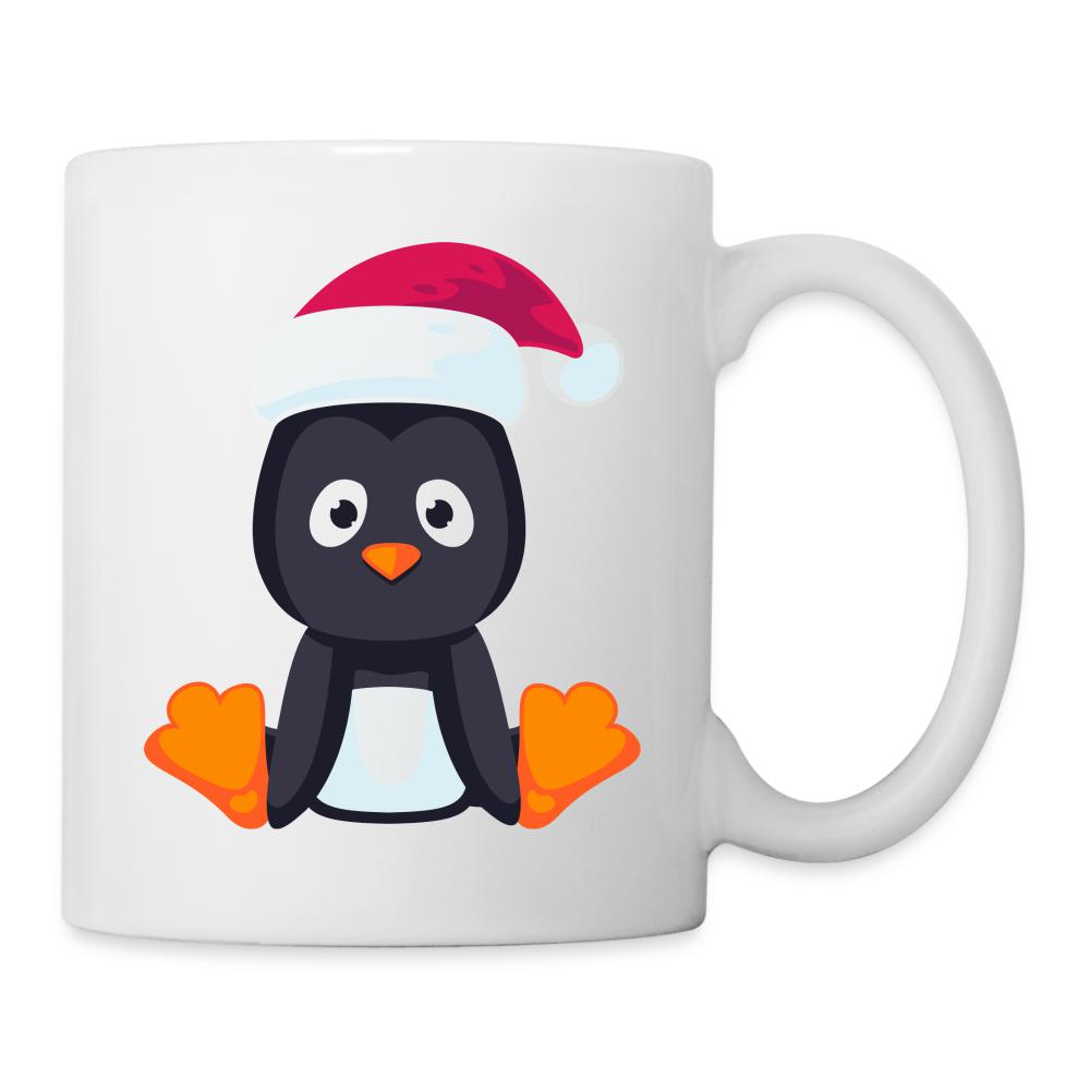 Tasse mit Pinguin und Weihnachtsmütze - white